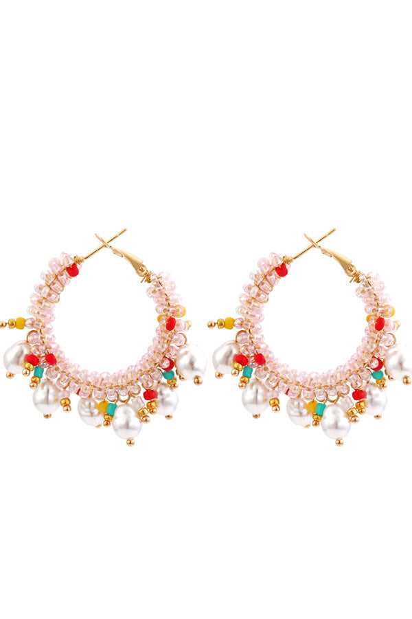 Boho Colorful Beaded Hoop Earrings
