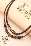 Boho Flower Beaded Necklace And Earrings Set