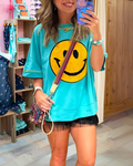 Smiley Face Embroidered T-shirt