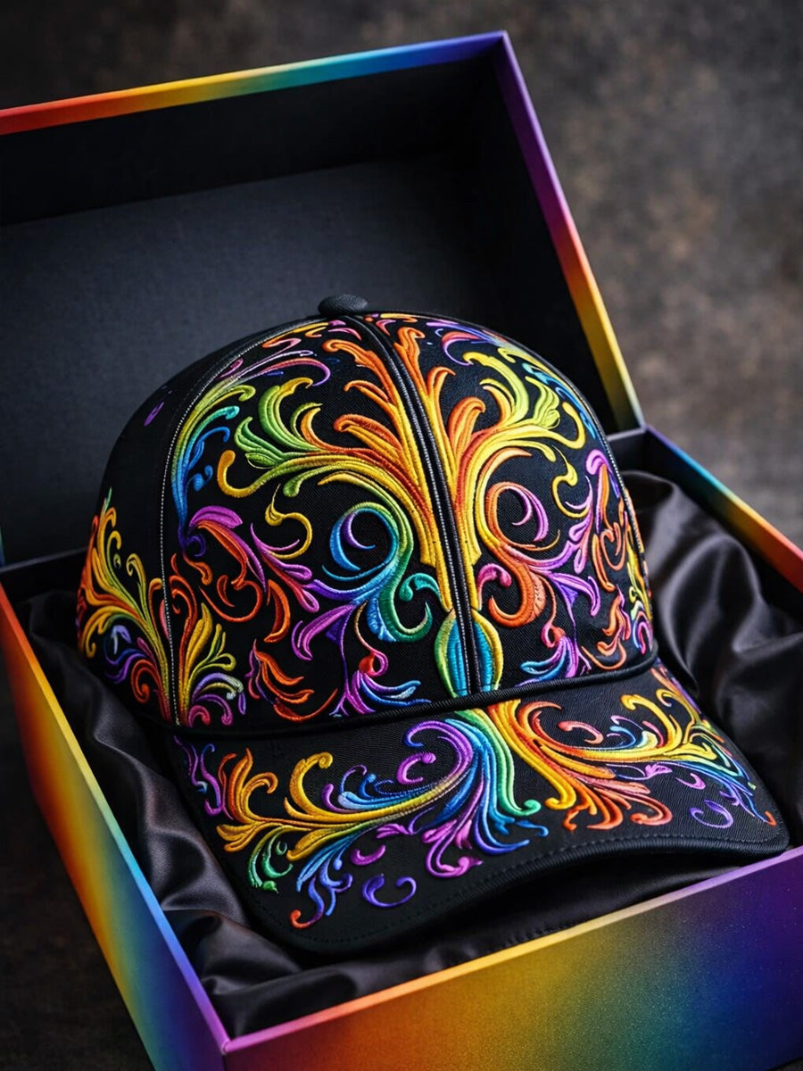 Rainbow Floral Art Print Casual Hat