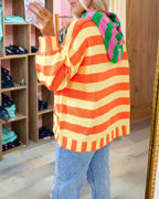 Vibrant Striped Hooded Sweater