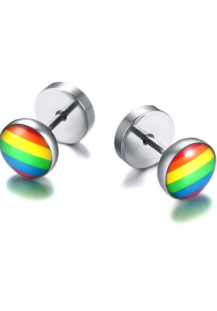 Rainbow Round Stud Earring