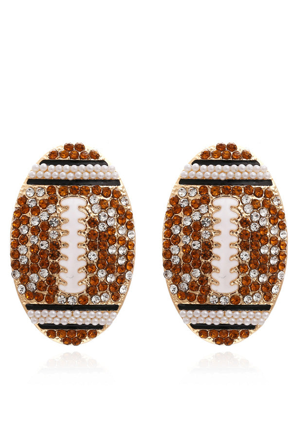 Rhinestone Football Pattern Beaded Earrings
