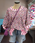 Leopard Stripe Trim T-shirt