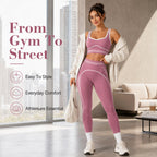 ✨High Waist Contrast Line Yoga 2 Piece Set, Butt-Lift Sculpt Workout Outfit, Supportive Sports Bra & Stretch Leggings for Gym Running Tennis