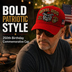 Handmade Embroidered Devil Dog 250th Birthday Commemorative Cap 🇺🇸