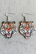 Funny Tiger Pattern Wooden Earrings