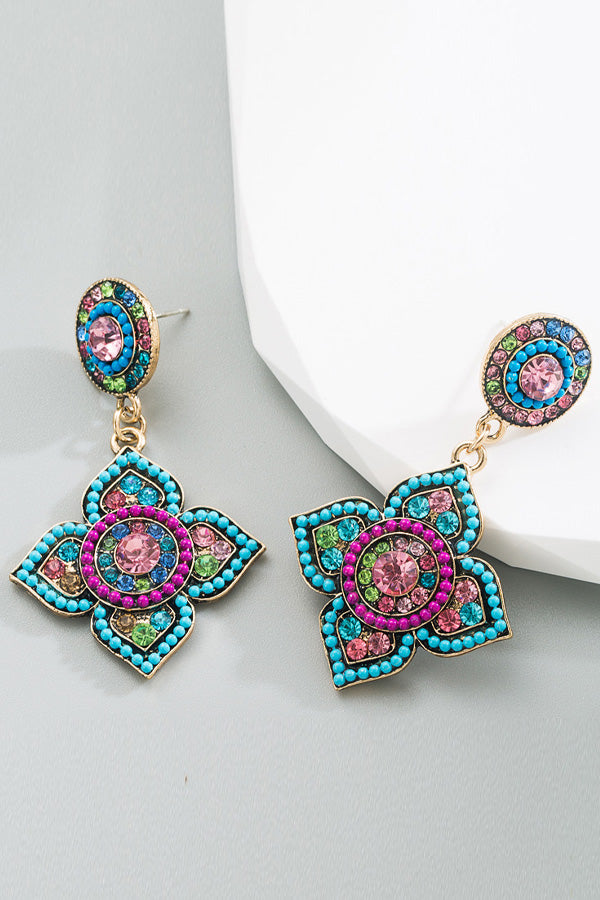 Vintage Studded Floral Pattern Earrings