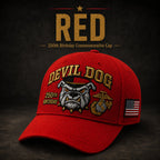 Handmade Embroidered Devil Dog 250th Birthday Commemorative Cap 🇺🇸