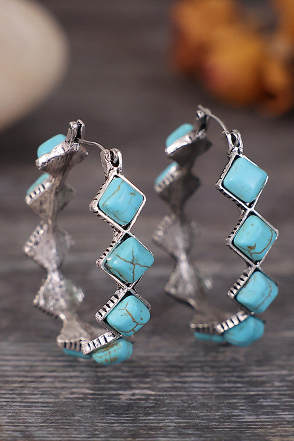 Bohemian Turquoise Hoop Earrings