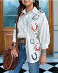Horseshoe Printed Satin Blouse