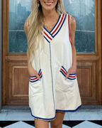 Colorblock Stripe Trim Mini Dress