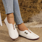 💝Summer Sale ⭐ Women's Elegant soft sole round toe buckle decoration Flat Shoes