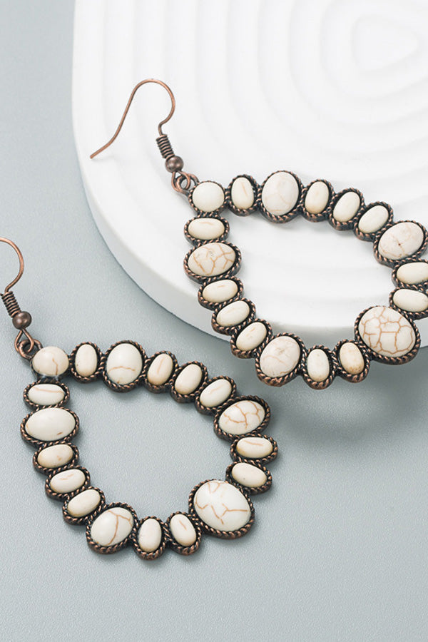 Boho Vintage White Turquoise Drop Earrings