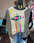 Colorful UFO Sequin Striped T-shirt
