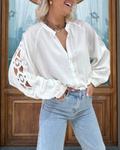 Floral Cutout Sleeve Blouse