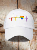 Gay Heartbeat Pride Print Sun Hat
