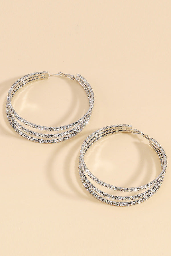 Rhinestone Layered Hoop Earrings