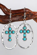 Vintage Turquoise Cross Hollow Out Earrings