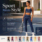 ✨High Waist Contrast Line Yoga 2 Piece Set, Butt-Lift Sculpt Workout Outfit, Supportive Sports Bra & Stretch Leggings for Gym Running Tennis