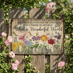 Vintage "What a Wonderful World" Floral & Dragonfly Metal Tin Sign