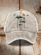 Abstract Creative Lotus Leaf Cat Painting Art Retro Casual Cap