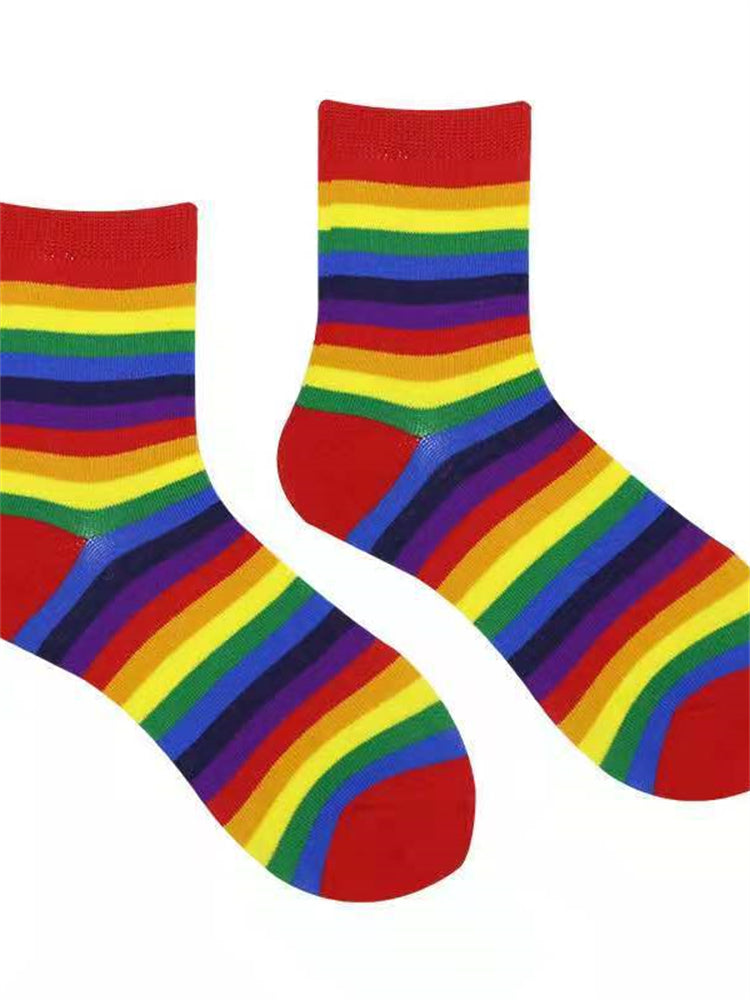 Pride Rainbow Striped Knit Socks