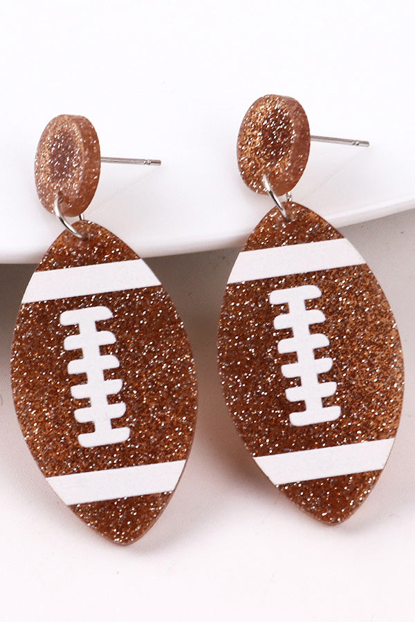 Glitter Football Pattern Earrings