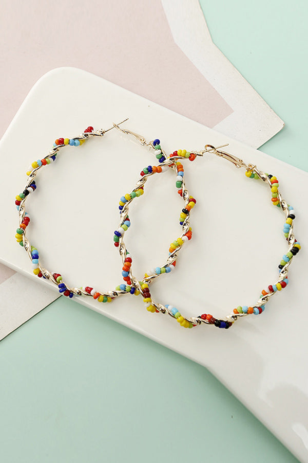 Bohemian Colorful Beaded Hoop Earrings