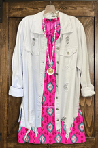 Solid Long Sleeve Cut Out Frayed Hem Denim Jacket