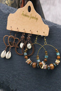 Beaded Tassel Design Geometric Earrings Set