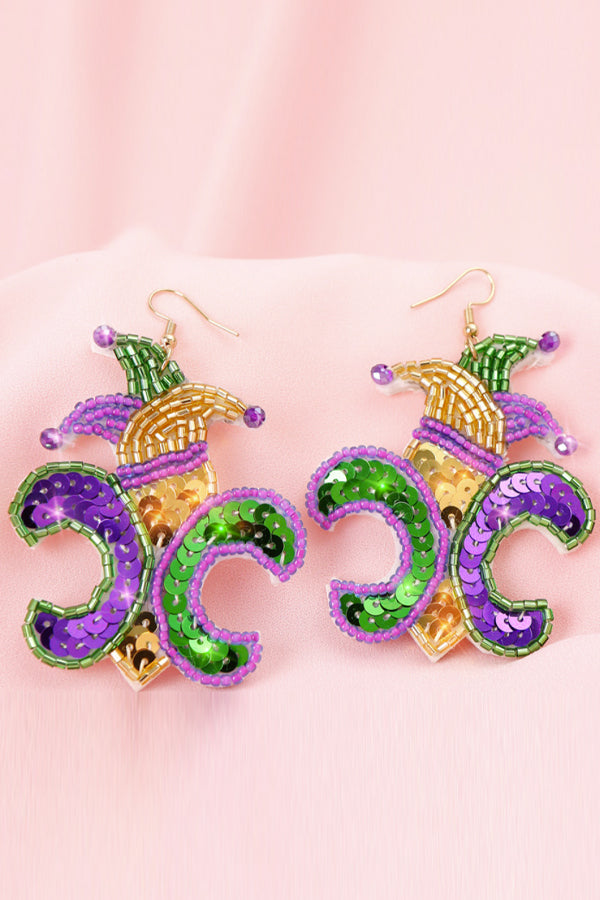 Beaded Mardi Gras Earrings