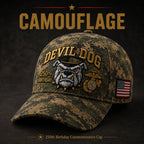 Handmade Embroidered Devil Dog 250th Birthday Commemorative Cap 🇺🇸