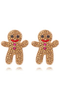 Rhinestone Christmas Ginger Bread Man Earrings