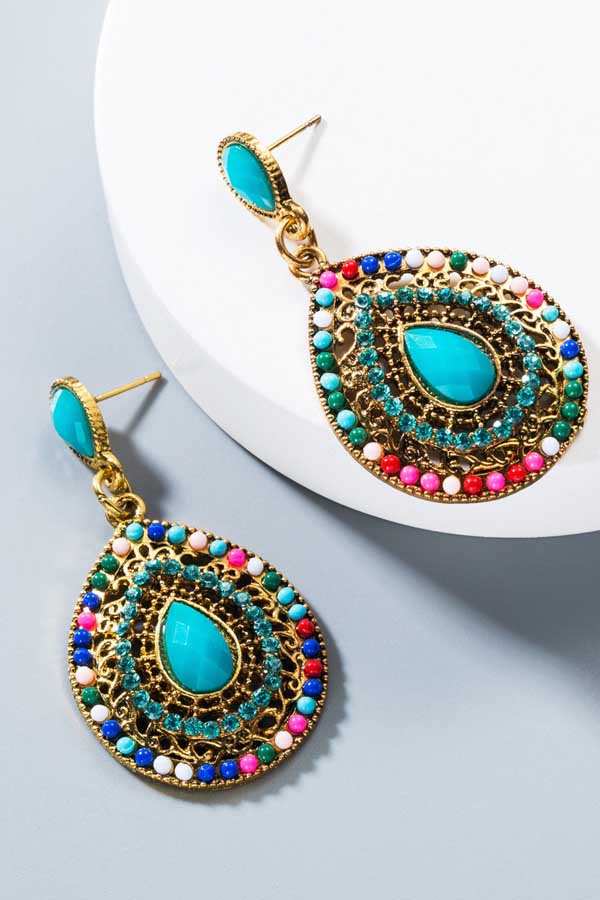 Colorful Beaded Drop Earrings