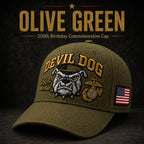 Handmade Embroidered Devil Dog 250th Birthday Commemorative Cap 🇺🇸