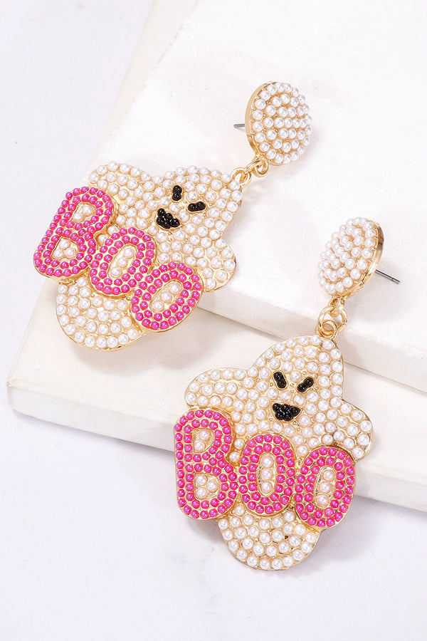 Halloween Beaded Ghost Pattern Earrings