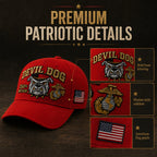 Handmade Embroidered Devil Dog 250th Birthday Commemorative Cap 🇺🇸
