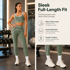 ✨High Waist Contrast Line Yoga 2 Piece Set, Butt-Lift Sculpt Workout Outfit, Supportive Sports Bra & Stretch Leggings for Gym Running Tennis