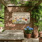 Vintage "What a Wonderful World" Floral & Dragonfly Metal Tin Sign