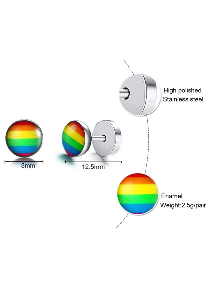 Rainbow Round Stud Earring