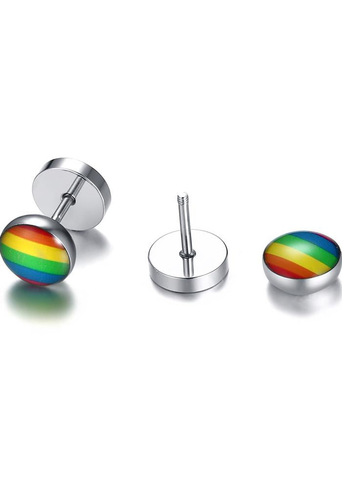 Rainbow Round Stud Earring